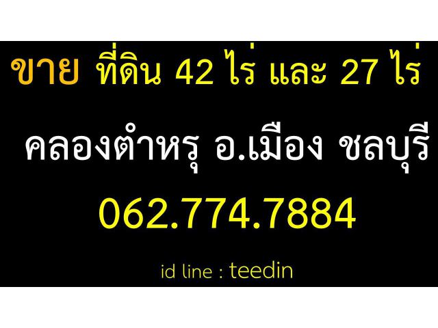 ขาย ที่ดิน 42 ไร่ และ 27 ไร่ คลองตำหรุ อ.เมือง ชลบุรี 0627747884