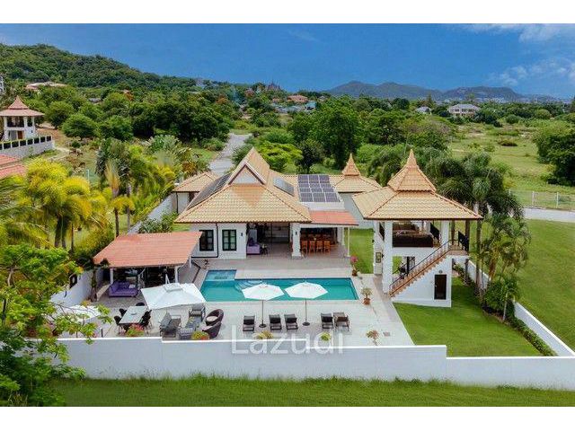 5 Bed 6 Bath Bali Style Pool Villa for Sale - Banyan Residences Hua Hin Massive Land Plot Panoramic Mountain Views