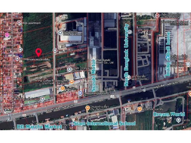 KT0011ที่ดินรังสิตคลอง3 ขนาด 355.7 ตรว ซอยรังสิต-นครนายก69/1 ใกล้Suzuki Motor, มหาวิทยาลัยนอร์ทกรุงเทพ