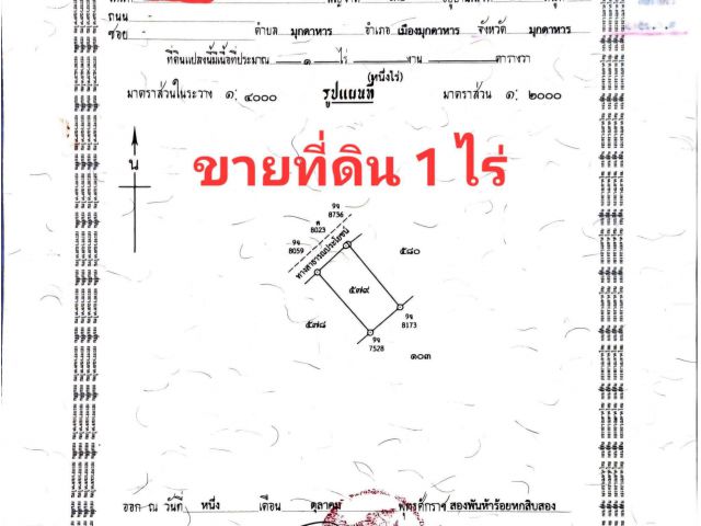 ด่วนขายที่ดิน1ไร่ ยกแปลง 6.5แสน ติดถนนคอนกรีต หน้ากว้าง27×ยาว60