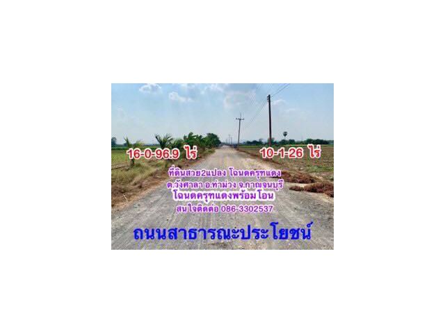 ที่ดินสวยผืนใหญ่2แปลง วังศาลา ท่าม่วง ทำเลทอง เนื้อที่รวม26ไร่ โฉนดครุฑแดงพร้อมโอน เข้าออกได้หลายทาง ติดถนนสาธารณะ ไฟฟ้าประปาครบ ใกล้M81