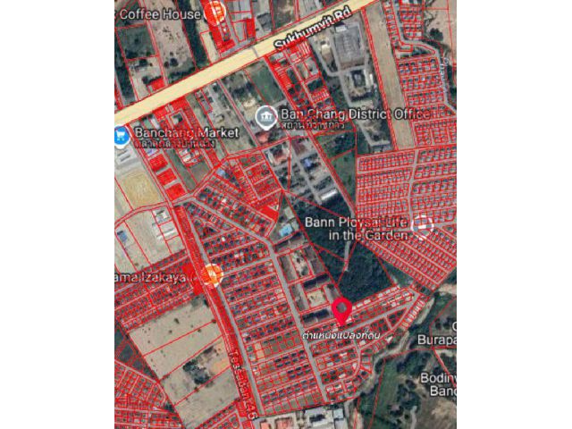 ขายที่ดินเปล่า 138.2 ตร.วา (2 โฉนด) ซอยเทศบาล 46 ถนนสุขุมวิท ต.บ้านฉาง อ.บ้านฉาง จ.ระยอง 21130 (หมู่บ้านโกลเด้นวิลเลจ อย