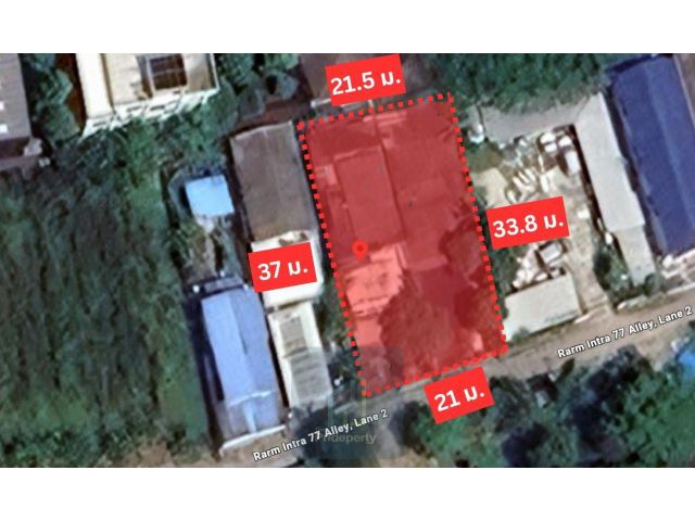 ขาย ที่ดิน 187 ตรว. พร้อมสิ่งปลูกสร้าง รามอินทรา 77 แปลงสี่เหลี่ยม ใกล้ถนนใหญ่และ MRT