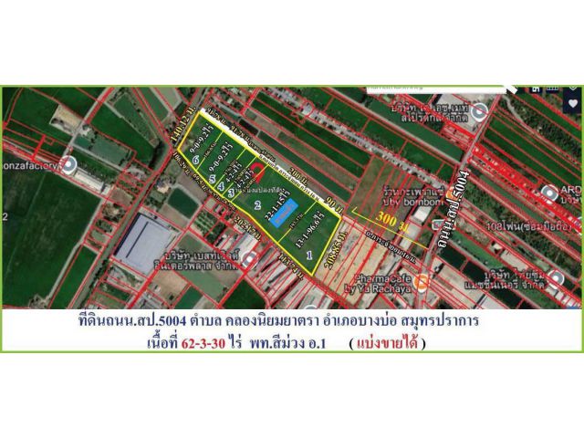 ขายถูกที่สุดในโซน ️ ที่ดินผังสีม่วงเข้ม สี่เหลี่ยมผืนผ้าสวยมาก   พิกัด  ถนนบางนาตราด กมา.35 ขาออก ต