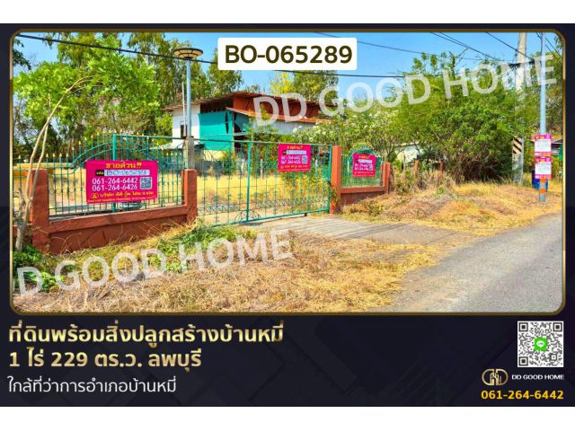 ที่ดินพร้อมสิ่งปลูกสร้างบ้านหมี่ 1 ไร่ 229 ตร.ว. ลพบุรี ใกล้ที่ว่าการอำเภอบ้านหมี่ BO-065289