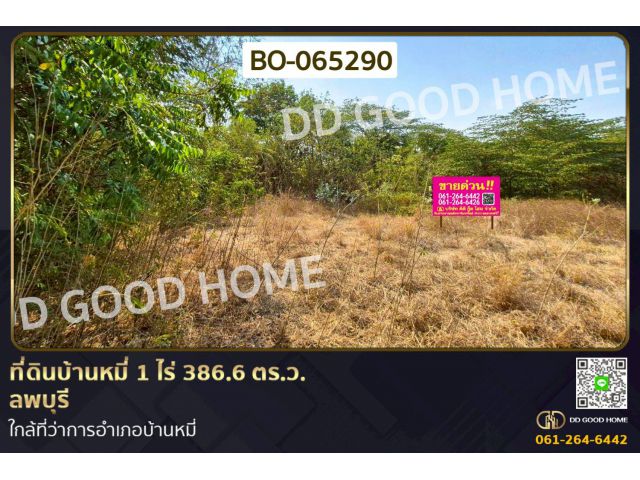 ที่ดินบ้านหมี่ 1 ไร่ 386.6 ตร.ว. ลพบุรี ใกล้ที่ว่าการอำเภอบ้านหมี่ BO-065290