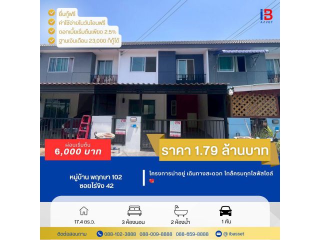 ขายทาวน์โฮม 2 ชั้น ทำเลดี โซนไร่ขิง – สามพราน โครงการน่าอยู่ เดินทางสะดวก ใกล้ครบทุกไลฟ์สไตล์