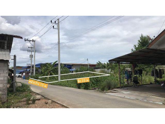 ที่ดินรูปสี่เหลี่ยม 100 ตรว.(ขายใกล้ราคาประเมิน)หน้ากว้าง 15 ม.ติด ถ.หลัง ม.เดอะพราว เข้าออกได้ 2 ทาง
