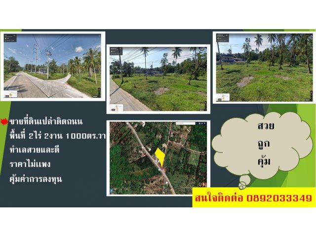 พิเศษ ขายที่ดินเปล่า แปลงสวยๆ บนเกาะสมุย ขนาด2ไร่2งาน1000ตร.วา ติดถนน สวย ราคาไม่เเพง คุ้มค่าการลงทุน