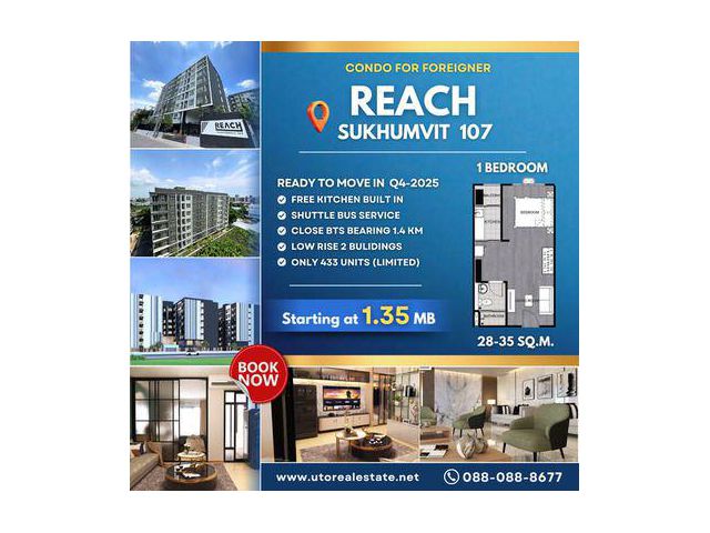Your Affordable Urban Escape Awaits Welcome to Reach Sukhumvit 107 – just 1.4 km from BTS Bearing