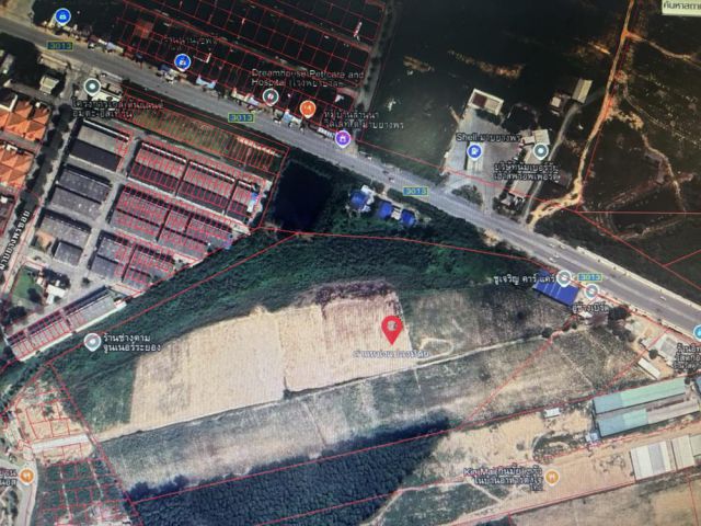ขายที่ดินใกล้วัดมาบยางพร ผังสีม่วงลาย ติดถนน 3013 ขนาด: 50 ไร่ 0 งาน 96 ตร.ว