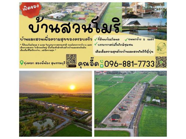 ที่ดินแบ่งขาย ที่ อ.สองพี่น้อง จ.สุพรรณบุรี สวยงาม พร้อมสร้างบ้าน เจ้าของขายเอง โทร 096-8817733