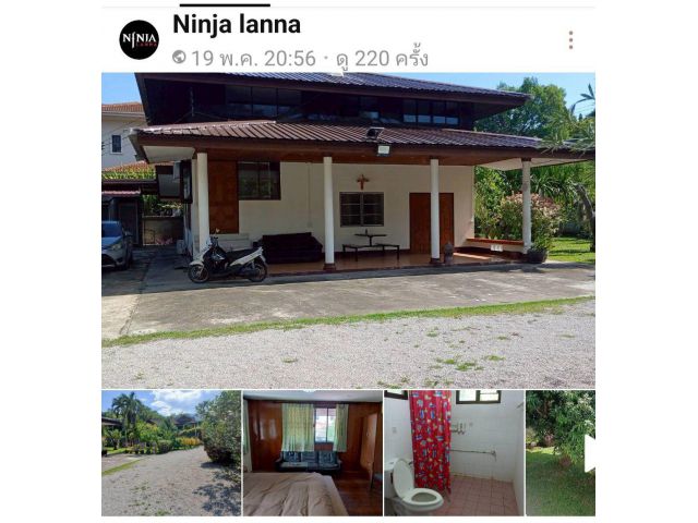 บ้านเช่าเชียงใหม่ บ้านเดี่ยวในสวน พื้นที่เยอะ แถวช่างเคี่ยน ค่าเช่าแสนถูก ตัวบ้าน 2 ชั้นหลังใหญ่ เนื้อที่ 293 ตารางวา