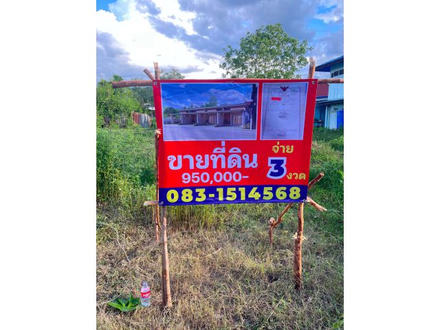 ขายด่วนที่ว่างเปล่า โฉนด 2งาน 3ตรว