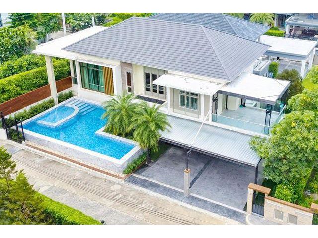 ใกล้ MRTไทรม้า 500ม. ใกล้ตลาดสดท่าอิฐ 1.5 กม คฤหาสน์ Pool Villa หรู 2 ชั้น 5นอน 6น้ำ 132 ตร.ว. 500 ตร.ม.