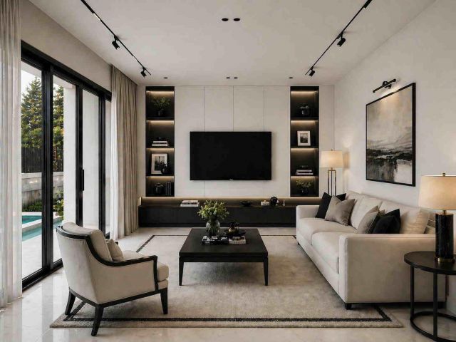 H1148 บ้านพูลวิลล่า สไตล์ Modern Luxury สร้างใหม่ 5 ห้องนอน ใกล้อ่างเก็บน้ำมาบประชัน
