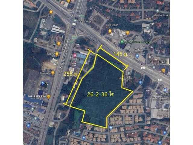 L475-ขายที่ดินผังเหลือง 26ไร่ครึ่ง ใกล้สี่แยกดอนจั่น เชียงใหม่ เมืองเชียงใหม่ ท่าศาลา