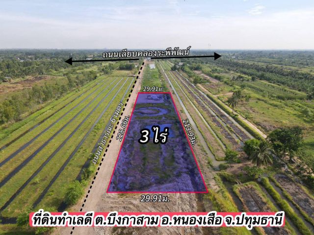 ที่ดินทำเลดีเชิงเกษตรทำเลดี ️คลอง 11 อ.หนองเสือ จ.ปทุมธานี เนื้อที่ 3 ไร่ ราคารวม 2.5 ล้านบาท