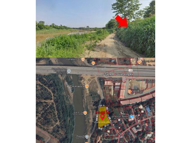 ที่ดินติดแม่น้ำปิง 80 เมตร เนื้อที่กว่า 1 ไร่ อ.เมือง จ.เชียงใหม่