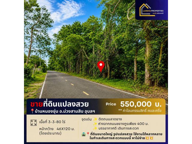 [ขายด่วน] ที่ดินเกือบ 4 ไร่ บ้านหนองขุ่น อ.ม่วงสามสิบ จ.อุบลราชธานี
