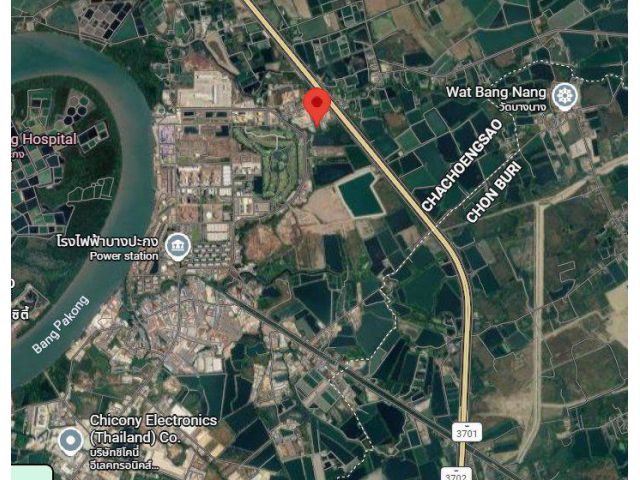 ขายที่ดินท่าข้าม 3 ไร่ ติดคลอง ซอยโรงไฟฟ้า ใกล้ถ.มอเตอร์เวย์สาย7-350เมตร อ.บางปะกง ฉะเชิงเทรา