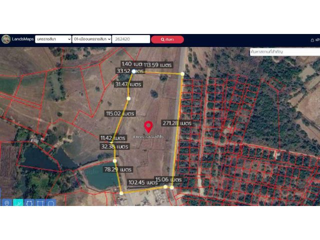 ขายที่ดิน แปลงใหญ่ 27 ไร่ 58.1 ตรว. ใกล้เมืองโคราช ใกล้ถนนบายพาส