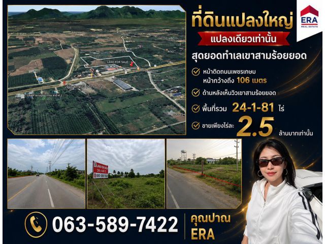 ขายต่ำกว่าราคาตลาด!! ที่ดินแปลงใหญ่ ทำเลศักยภาพสูง ติดถนนเพชรเกษม ขาล่องใต้ วิวเขาสามร้อยยอด