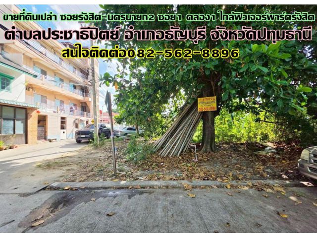 ขายที่ดินเปล่า ซอยรังสิต-นครนายก2 ซอย1 คลอง1 ใกล้ฟิวเจอร์พาร์ครังสิต