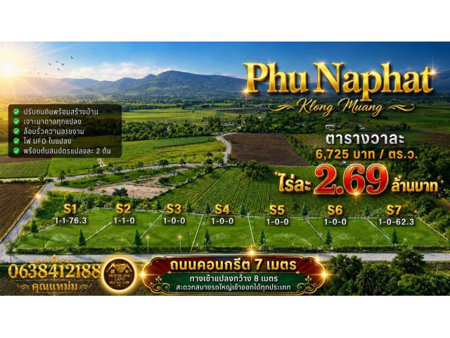 ขายที่ดินโครงการภูนภัส ปากช่อง เริ่ม 1 ไร่ วิวธรรมชาติ พร้อมบาดาลและสาธารณูปโภคครบ