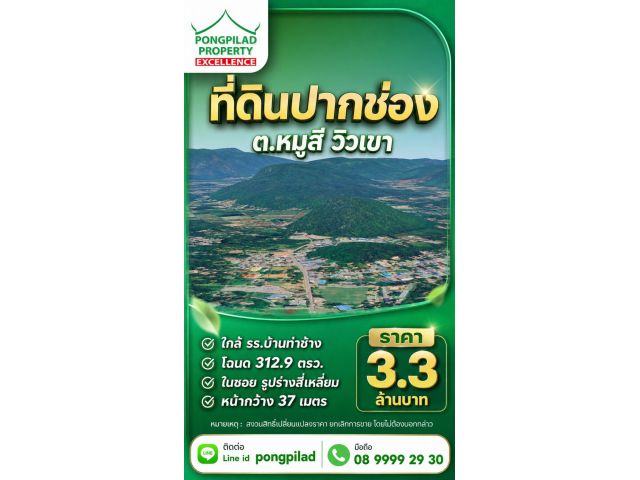 ขายที่ดินหมูสี ปากช่อง ใกล้ รร.บ้านท่าช้าง โฉนด 312.9 ตรว.ในซอย