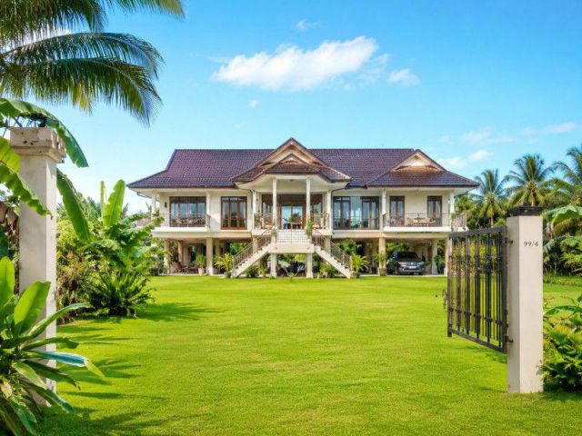 วัดเขาศรีวิชัย รร.บ้านท่าอิฐ 1 กม.บางโพธิ์ สุราษฎร์ธานี AIRBNB บนที่ดิน 3 ไร่ คฤหาสน์หรู 3นอน 3น้ำ 189 ตร.ม.