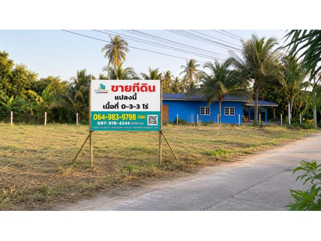 ขายที่ดินถมแล้ว เนื้อที่ 303 ตร.ว. ใกล้ทางหลวงหมายเลข 4 อ่าวน้อย ประจวบฯใกล้ทะเล ถนนคอนกรีต