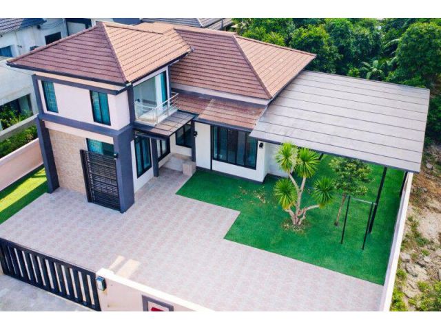 คฤหาสน์ 2 ชั้น ทับมา พร้อมโรงจอดรถพิเศษ 96 ตร.ว. 300 ตร.ม. Do home โลตัส มาบตาพุด 3.20กม. 3นอน 3น้ำ BEYOND สนามแบดมินตัน