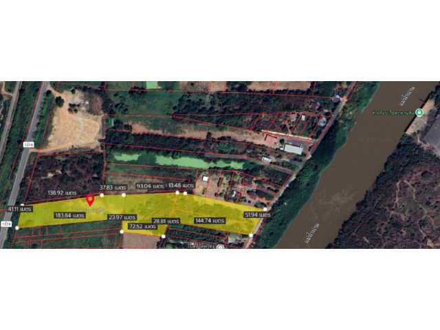 ขายที่ดินเปล่า หน้าติดถนนทางหลวง หลังติดแม่น้ำน่าน