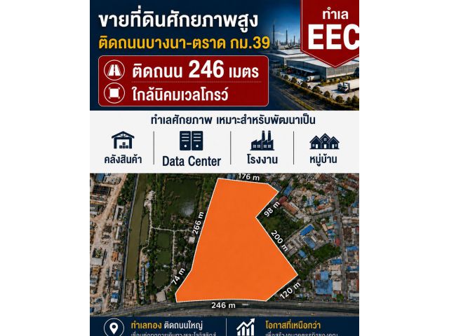 ขายที่ดินในเขตEEC ติดถนนใหญ่บางนา-ตราด กม 39
