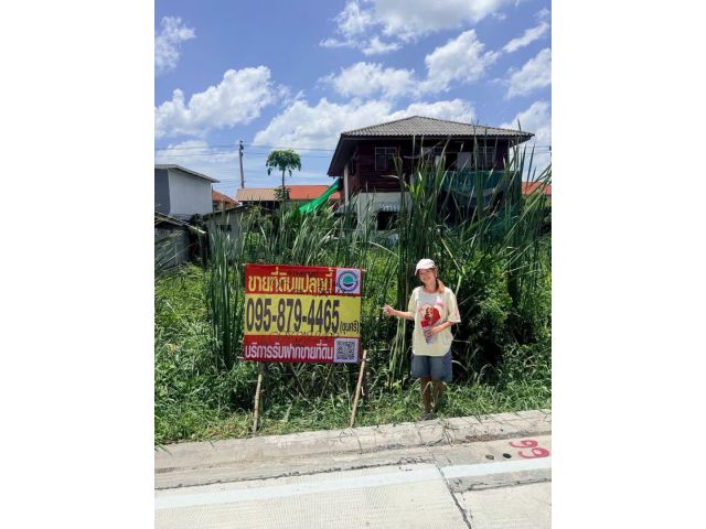 ขายถูกที่ดินใกล้ตลาดสมบัติบุรี 95 ตารางวาติดถนนคอนกรีตสาธารณะ ชอยจ่าพยนต์ 1 บางบัวทอง นนทบุรี