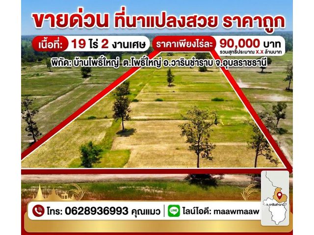 ที่นาราคาถูก ใกล้ ม.อุบล