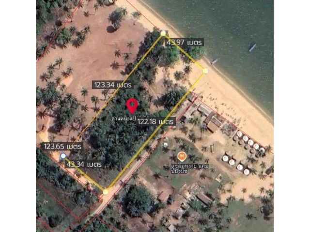 ขายที่ดินเนื้อที่ 3 ไร่ 84 ตรว. ไร่ละ 3.5 ล้านบาท ติดชายหาดกำนัน ต.พุมเรียง หน้าติดหาดประมาณ 43 เมตร