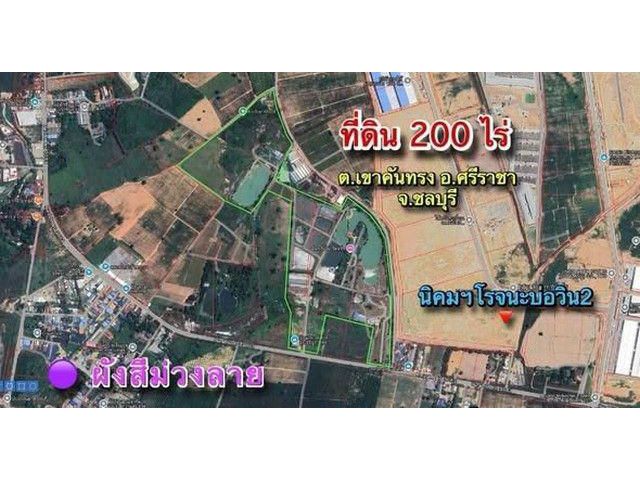 ขายที่ดิน 200 ไร่ ผังสีม่วงลาย เขาคันทรง ศรีราชา ชลบุรี