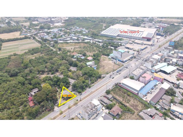 ขายที่ดินติดถนนใหญ่ 307 ,130 ตร.ว. หน้ากว้างสวย 44 ม. ใกล้ไทวัสดุปทุมธานี เหมาะทำโฮมออฟฟิศ ร้านค้า หรือโกดัง