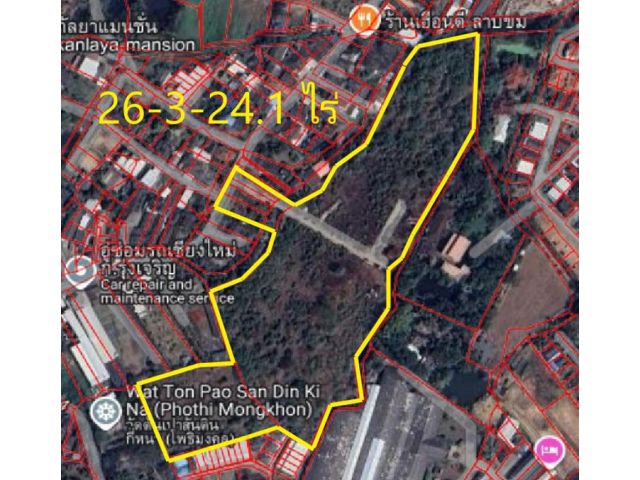 L604 ขายที่ดินเปล่าถมแล้วติดถนนผังส้ม-แดง 26-3-40.8 ไร่ (ต.ต้นเปา อ.สันกำแพง จ.เชียงใหม่)