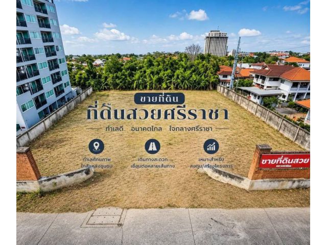 ขายที่ดินฝั่งทะเลใจกลางเมืองศรีราชา 1 ไร่ ซอยสุขุมวิท48 ใกล้หาด400เมตร ต.สุรศักดิ์ จ.ชลบุรี
