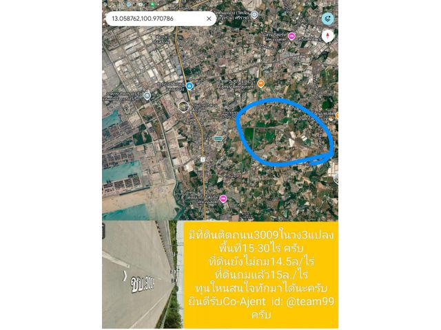 ขายที่ดินติดเส้น3009ใกล้ท่าเรือ5นาที มี3แปลง