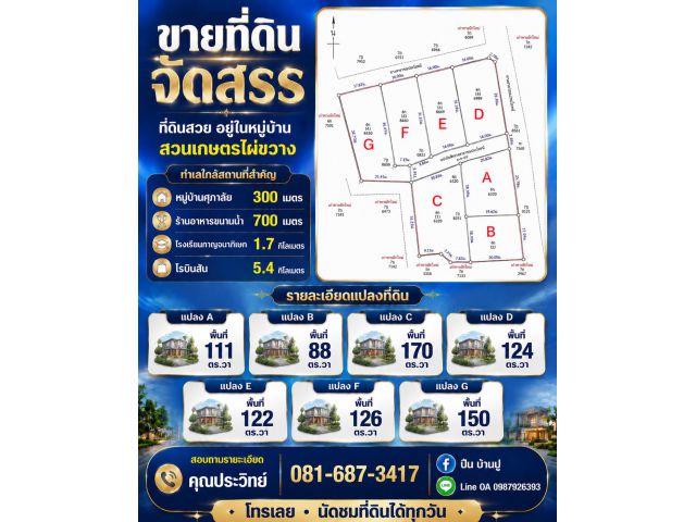 ขายที่ดินใกล้หมู่บ้าน ศุภาลัย