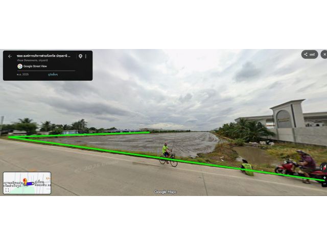.ขายที่ดิน 81-3-20 ไร่  ผังเมืองสีเขียว คลอง 10 ลำลูกกา ปทุมธานี ที่ดินตั้งอยู่ติดถนน องค์การบริหารส่วนจังหวัดปทุมธานี 2
