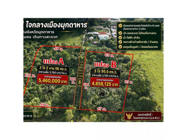 ขายที่ดินทำเลดี ในเขตเทศบาลเมืองมุกดาหาร ใกล้ศาลากลางจังหวัด