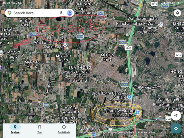 ขายที่ดินติดถนนเลียบคลองโต๊ะใหม่ ห่างถนนวัดลาดปลาดุก 450 เมตร นนทบุรี