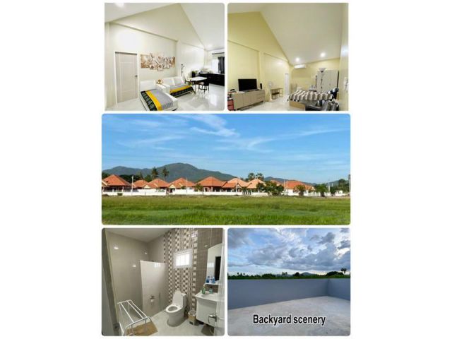 บ้านสร้างใหม่ 100 ตรว ทรงนอร์ดิก เพดานสูง ใกล้พันธุ์สุขฟู๊ด ชะอำ อยู่ในหมู่บ้านปลอดภัย เพื่อนบ้านต่างชาติ เฟอร์ครบ