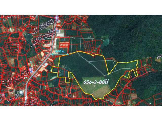 ที่ดินสวนทุเรียน สวนยางพารา บ้านทรงไทย 656-2-88 ไร่ ติดคลองส่งน้ำ อ.มะขาม จ.จันทบุรี