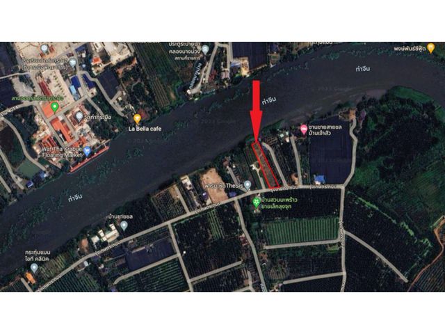 ขายที่ดินติดแม่น้ำท่าจีน 1 ไร่ 2 งาน 60 ตร.ว. ถมแล้ว พร้อมโฉนด ทำคาเฟ่ ร้านอาหาร บ้านพักได้ กระทุ่มแบน สมุทรสาคร